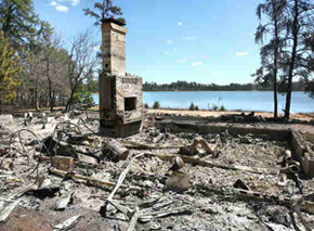 Remains of home on Sand Lake